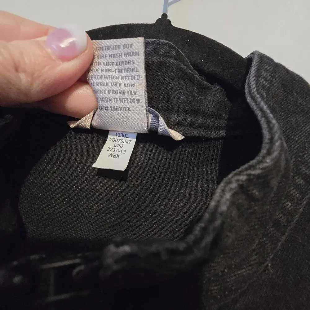 Duluth‎ Trading Daily Denim Moto Jacket Womens MED Black Full Zip Pockets Biker
